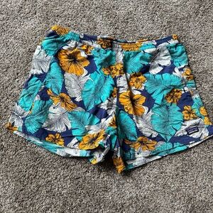 Patagonia Blue and Orange Floral Athletic Shorts